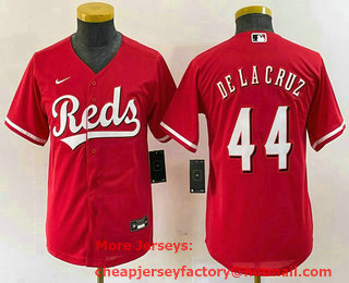 Youth Cincinnati Reds #44 Elly De La Cruz Red Cool Base Stitched Baseball Jersey 01