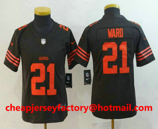 Youth Cleveland Browns #21 T.J. Ward Brown 2016 Color Rush Stitched NFL Nike Limited Jersey