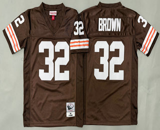 Youth Cleveland Browns #32 Jim Brown Brown 1964 Throwback Jersey