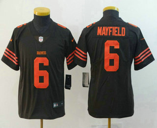 Youth Cleveland Browns #6 Baker Mayfield Brown 2016 Color Rush Stitched NFL Nike Limited Jersey