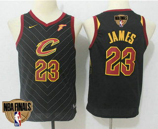 Youth Cleveland Cavaliers #23 LeBron James 2018 The NBA Finals Patch Black Nike Swingman Jersey