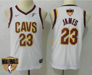 Youth Cleveland Cavaliers #23 LeBron James 2018 The NBA Finals Patch White Nike Swingman Jersey