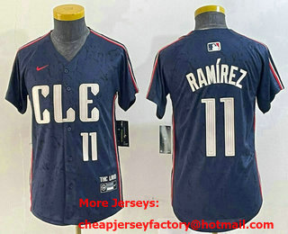 Youth Cleveland Guardians #11 Jose Ramirez Number Navy 2024 City Connect Limited Stitched Jersey