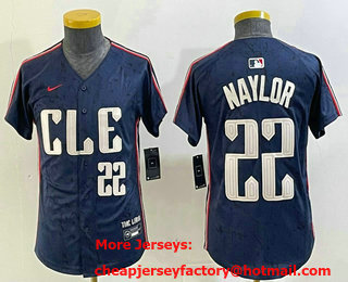 Youth Cleveland Guardians #22 Josh Naylor Number Navy 2024 City Connect Limited Stitched Jersey