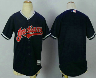 Youth Cleveland Indians Blank Navy Blue Stitched MLB Cool Base Jersey