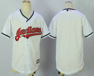 Youth Cleveland Indians Blank White Home Stitched MLB Cool Base Jersey