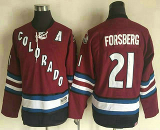 Youth Colorado Avalanche #21 Peter Forsberg 2001-02 Red CCM Throwback Stitched Vintage Hockey Jersey