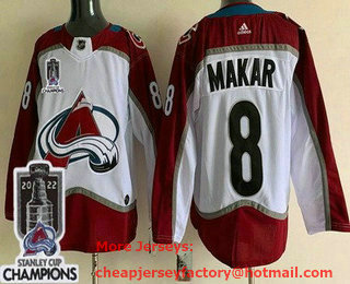 Youth Colorado Avalanche #8 Cale Makar White 2022 Stanley Cup Champions Stitched Jersey