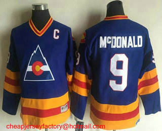 Youth Colorado Rockies #9 Joey McDonald Blue 1977-78 CCM Throwback Stitched Vintage Hockey Jersey