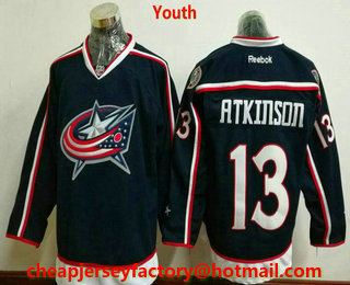 Youth Columbus Blue Jackets #13 Cam Atkinson Navy Blue Home Stitched NHL Reebok Hockey Jersey