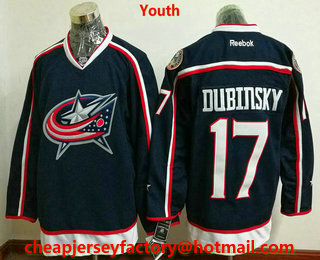 Youth Columbus Blue Jackets #17 Brandon Dubinsky Navy Blue Home Stitched NHL Reebok Hockey Jersey