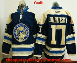 Youth Columbus Blue Jackets #17 Brandon Dubinsky Royal Blue Third Stitched NHL Reebok Hockey Jersey