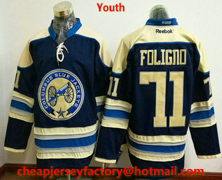 Youth Columbus Blue Jackets #71 Nick Foligno Royal Blue Third Stitched NHL Reebok Hockey Jersey