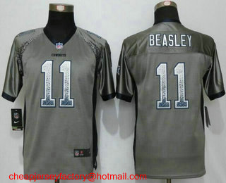 Youth Dallas Cowboys #11 Cole Beasley Grey Drift Fashion NFL Nike Elite Jersey