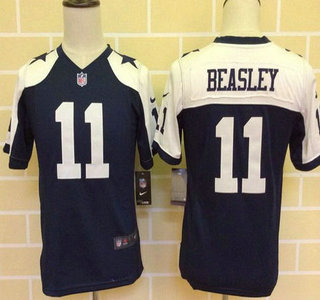 Youth Dallas Cowboys #11 Cole Beasley Navy Blue Thanksgiving Alternate NFL Nike Game Jersey