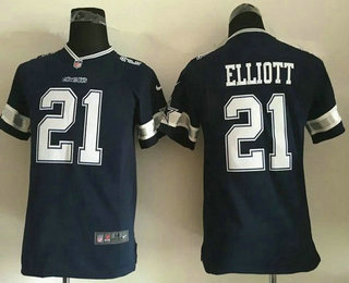 Youth Dallas Cowboys #21 Ezekiel Elliott Navy Blue Team Color NFL Nike Game Jersey
