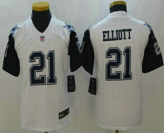 Youth Dallas Cowboys #21 Ezekiel Elliott Nike White Color Rush NFL Limited Jersey