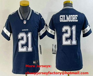Youth Dallas Cowboys #21 Stephon Gilmore Blue 2022 Vapor Stitched Limited Jersey
