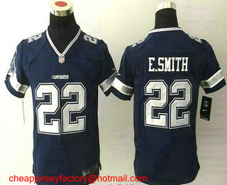 Youth Dallas Cowboys #22 Emmitt Smith Retired Navy Blue Stitched NFL Nike Game Jersey