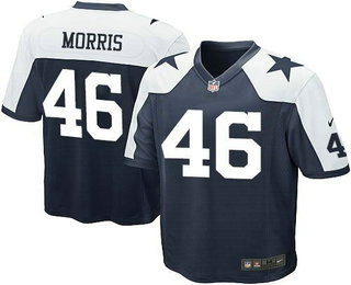 Youth Dallas Cowboys #46 Alfred Morris Navy Blue Thanksgiving Throwback Game Jersey