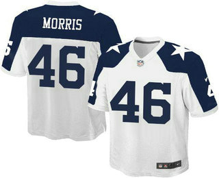 Youth Dallas Cowboys #46 Alfred Morris White Thanksgiving Throwback Elite Jersey