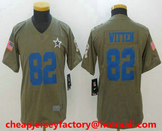 Youth Dallas Cowboys #82 Jason Witten Olive 2017 Salute To Service Stitched NFL Nike Limited Jersey
