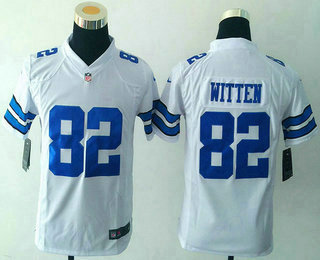 Youth Dallas Cowboys #82 Jason Witten White Road NFL Nike Game Jersey