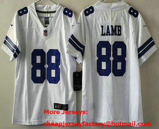 Youth Dallas Cowboys #88 CeeDee Lamb White Vapor Stitched Nike Limited Jersey