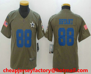 Youth Dallas Cowboys #88 Dez Bryant Olive 2017 Salute To Service Stitched NFL Nike Limited Jersey
