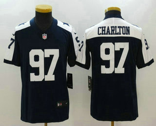 Youth Dallas Cowboys #97 Taco Charlton Blue Thanksgiving 2017 Vapor Untouchable Stitched NFL Nike Limited Jersey
