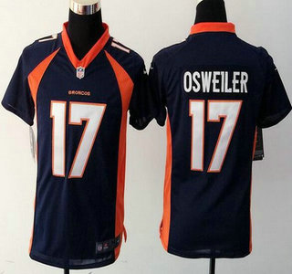 Youth Denver Broncos #17 Brock Osweiler Navy Blue Alternate NFL Game Elite Jersey