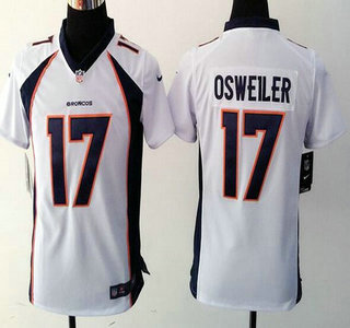 Youth Denver Broncos #17 Brock Osweiler White Road NFL Nike Game Jersey