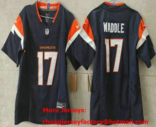 Youth Denver Broncos #17 Jaylen Waddle Limited Navy FUSE Vapor Jersey