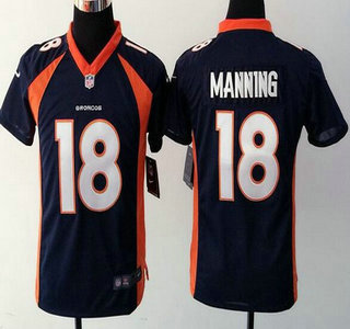 Youth Denver Broncos #18 Peyton Manning Navy Blue Alternate NFL Nike Game Jersey