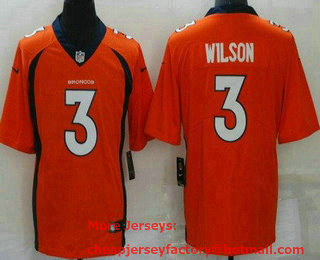 Youth Denver Broncos #3 Russell Wilson Limited Orange Vapor Jersey