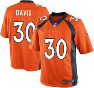 Youth Denver Broncos #30 Terrell Davis Orange Retired Player NFL Nike Game Jersey