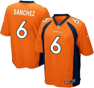Youth Denver Broncos #6 Mark Sanchez Orange Team Color NFL Nike Game Jersey