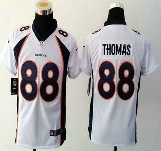 Youth Denver Broncos #88 Demaryius Thomas White Road NFL Nike Game Jersey