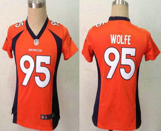 Youth Denver Broncos #95 Derek Wolfe Orange Team Color NFL Nike Game Jersey