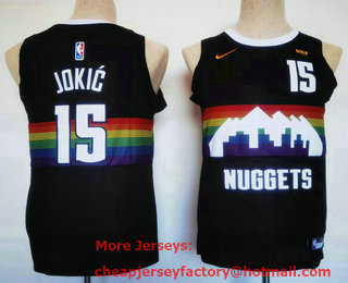Youth Denver Nuggets #15 Nikola Jokic Black 2020 Nike City Edition Swingman Jersey With Sponsor