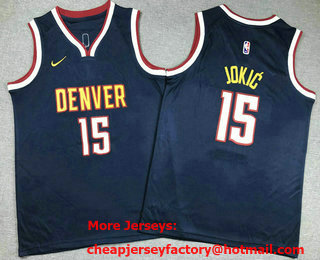 Youth Denver Nuggets #15 Nikola Jokic Navy Icon Swingman Jersey