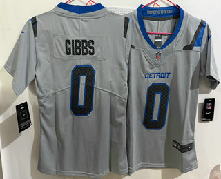 Youth Detroit Lions #0 Jahmyr Gibbs Grey 2026 Vapor Rivalries Collection Limited Stitched Jersey