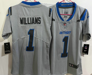 Youth Detroit Lions #1 Jameson Williams Grey 2026 Vapor Rivalries Collection Limited Stitched Jersey