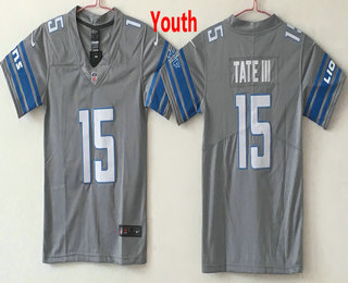 Youth Detroit Lions #15 Golden Tate III Grey 2017 Vapor Untouchable Stitched NFL Nike Limited Jersey