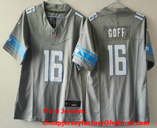 Youth Detroit Lions #16 Jared Goff Grey 2023 FUSE Vapor Limited Stitched Jersey