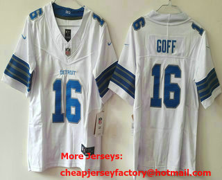 Youth Detroit Lions #16 Jared Goff Limited White 2024 FUSE Vapor Stitched Jersey