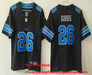 Youth Detroit Lions #26 Jahmyr Gibbs Limited Black 2024 FUSE Vapor Jersey