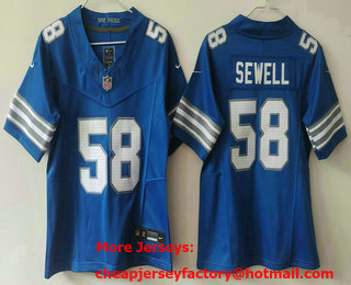 Youth Detroit Lions #58 Penei Sewell Limited Blue 2024 FUSE Vapor Jersey