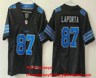 Youth Detroit Lions #87 Sam Laporta Limited Black 2024 FUSE Vapor Jersey