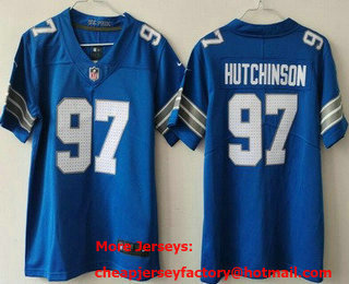 Youth Detroit Lions #97 Aidan Hutchinson Limited Blue 2024 Vapor Jersey